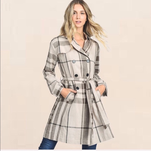 Modern Owl Boutique Jackets & Blazers - "Jen" Plaid Trenchcoat with Belt
